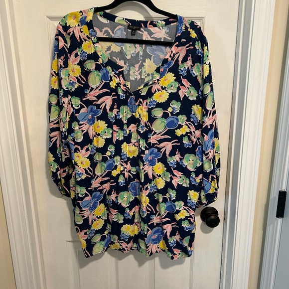 Talbots Tops - Talbots Navy Floral Blouse